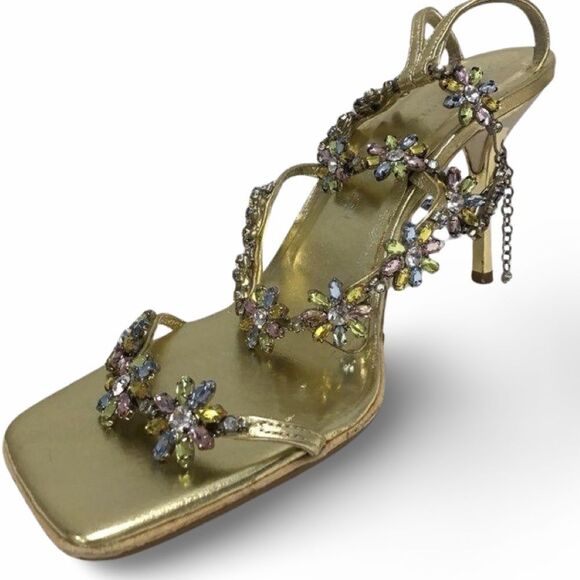 Giuseppe Zanotti Gem Heels Pink and Purple Crystals on Gold heels SZ EU 39 1/2 - Picture 5 of 17